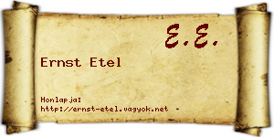 Ernst Etel névjegykártya